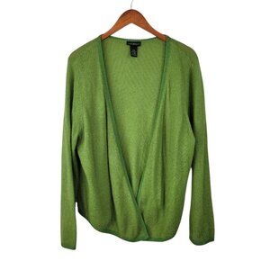 Lane Bryant 18/20 2X Cardigan Mohair Wool Green Open Front Fuzzy Vintage Y2k